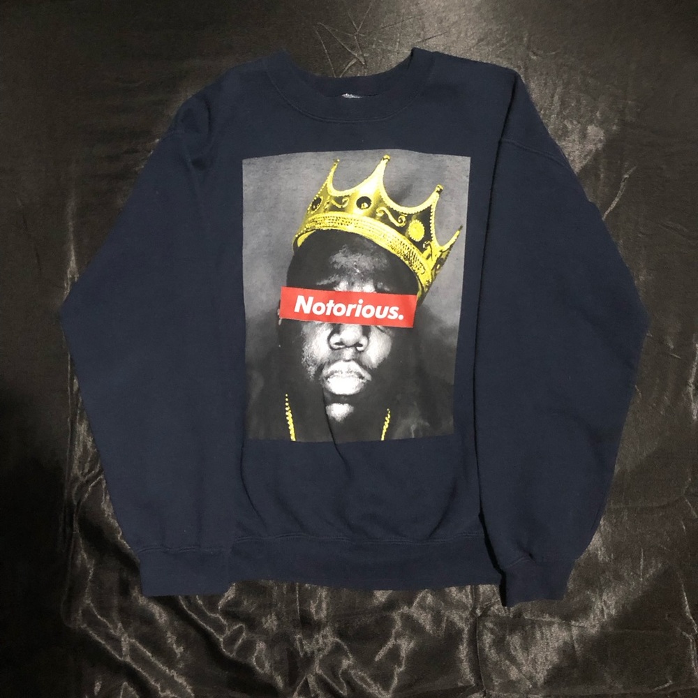 Blue Crewneck Sweater with Graphic Print